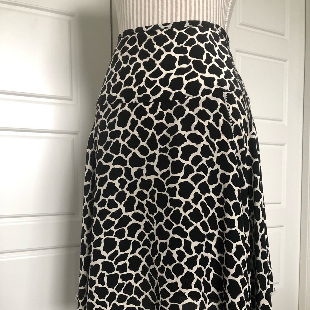 COPY - B&W Giraffe Print Raw Silk Circle Skirt w/ Pearls